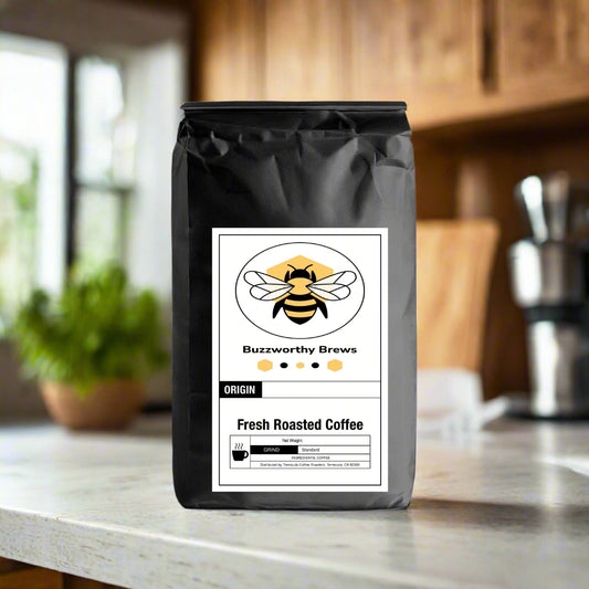 Buzzworthy Brews Best Sellers Sample Pack featuring 6 popular coffees, including 6Bean Blend, Cowboy Blend, Breakfast Blend, and single origin coffees from Peru, Mexico, and Bali. Each comes in a 2oz pack for tasting.